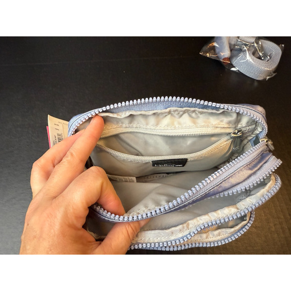 Kipling MERRYL 2-In-1 Convertible Crossbody Waist Bag KI9389 Pebble Blu Metallic - Picture 5 of 14